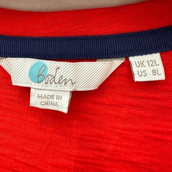 BODEN | Emily Bright Orange Jersey Knit Everyday Ruffled Midi Dress | Size 8 - Picture 6 of 8